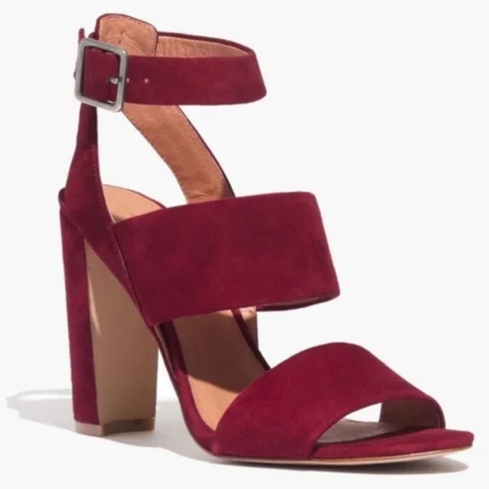 Madewell Octavia Burgundy Suede Sandals Sz 6